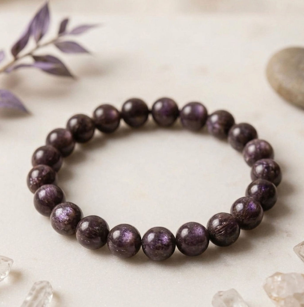 Polished natural crystal bead stretch bracelets