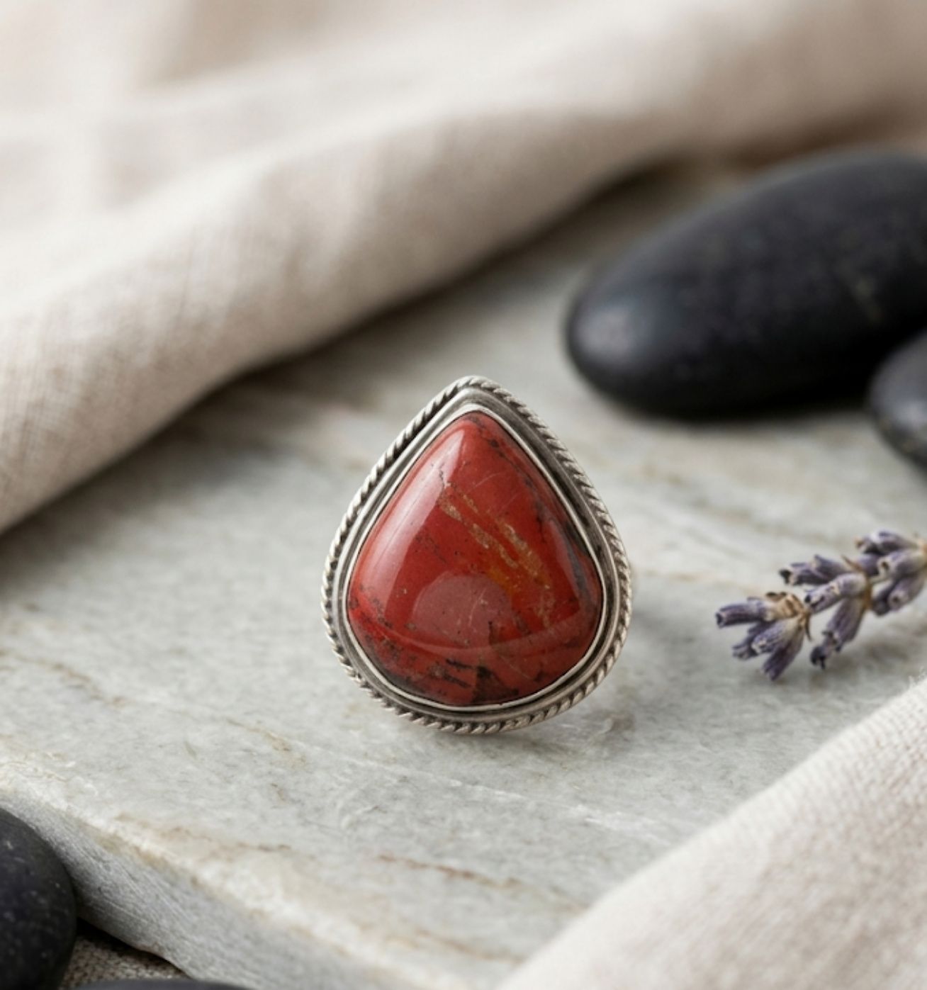 Red Jasper "Desert Heart" Ring-'size 6