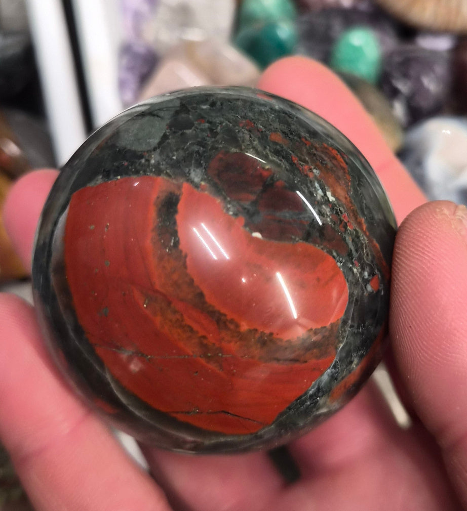 Dragon' Blood/Bloodstone Red Jasper sphere–55mm