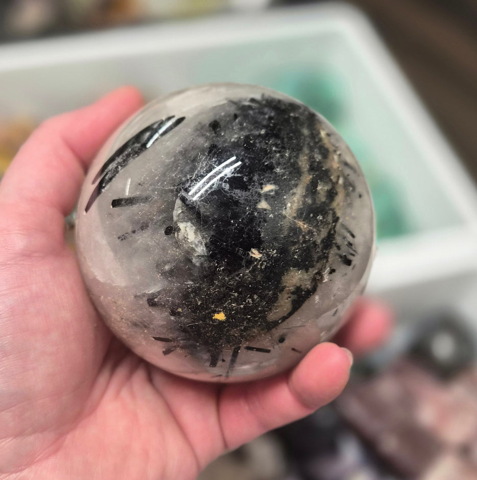 Tourmalinated Quartz Sphere – 80mm