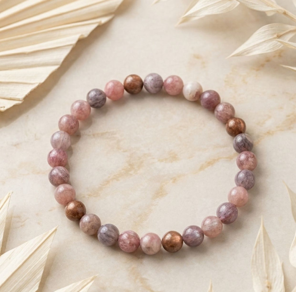 Polished natural crystal bead stretch bracelets