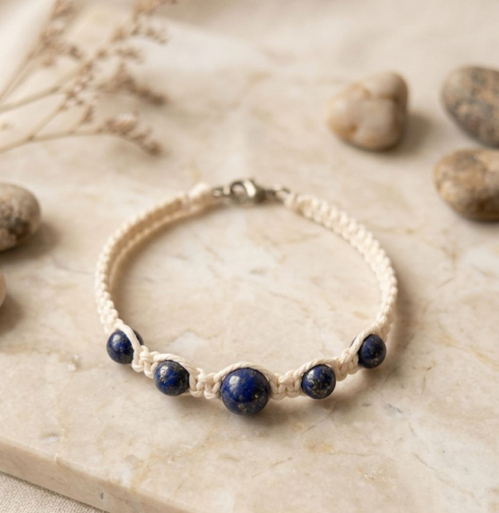 Handcrafted Macramé and natural stone bracelets– 7 in