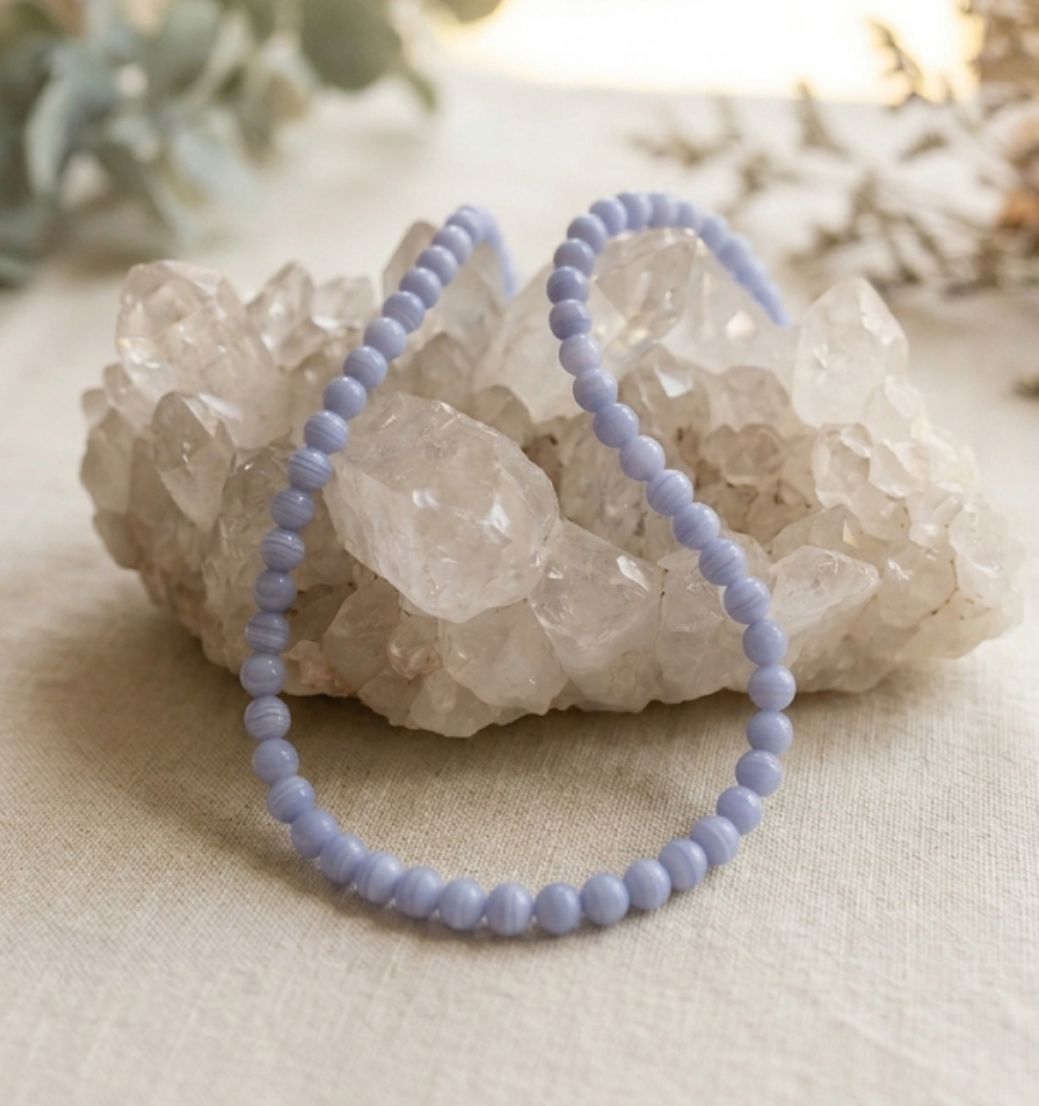 20" Blue Lace Agate Multi-Wrap "Transformational" Bracelet/Necklace