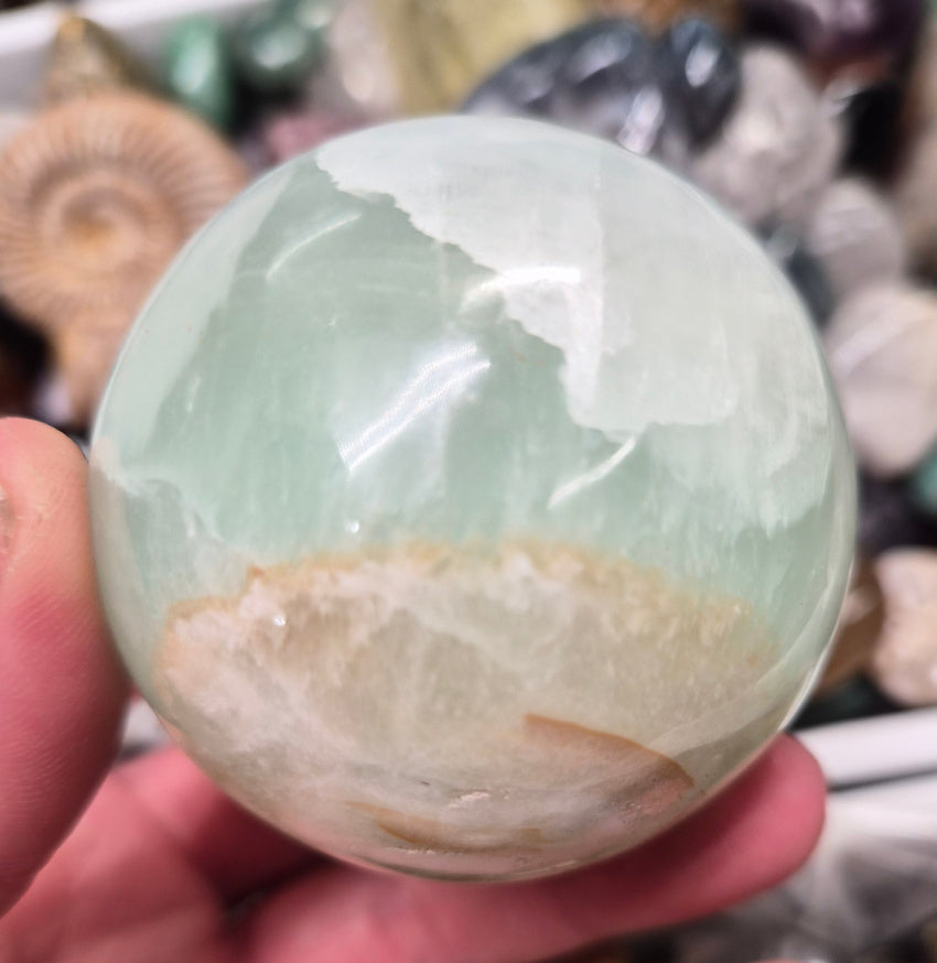 Pistachio Calcite sphere–55mm