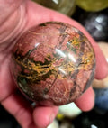 Rhodonite with Epidote and Pyrite Matrix sphere– 55mm