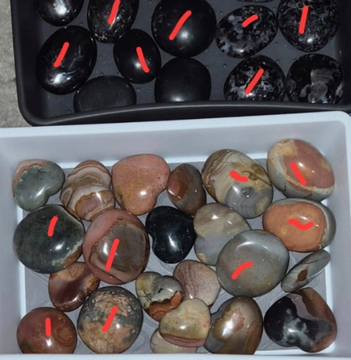 Fluorite towers, Citrine, and Palm stones