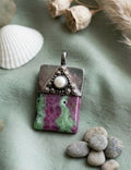 Ruby in Zoisite/Anyolite and Mabe Pearl Pendant