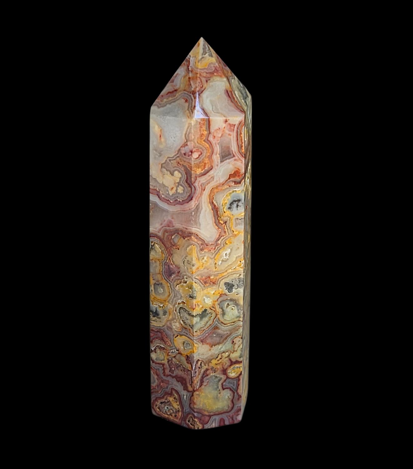 Crazy lace agate tower- medium