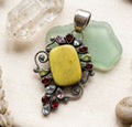 Handcrafted Vintage Multi-stone .925 Sterling Silver Pendant