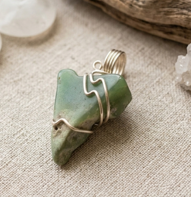 Artisan handcrafted wire wrapped natural crystal pendants