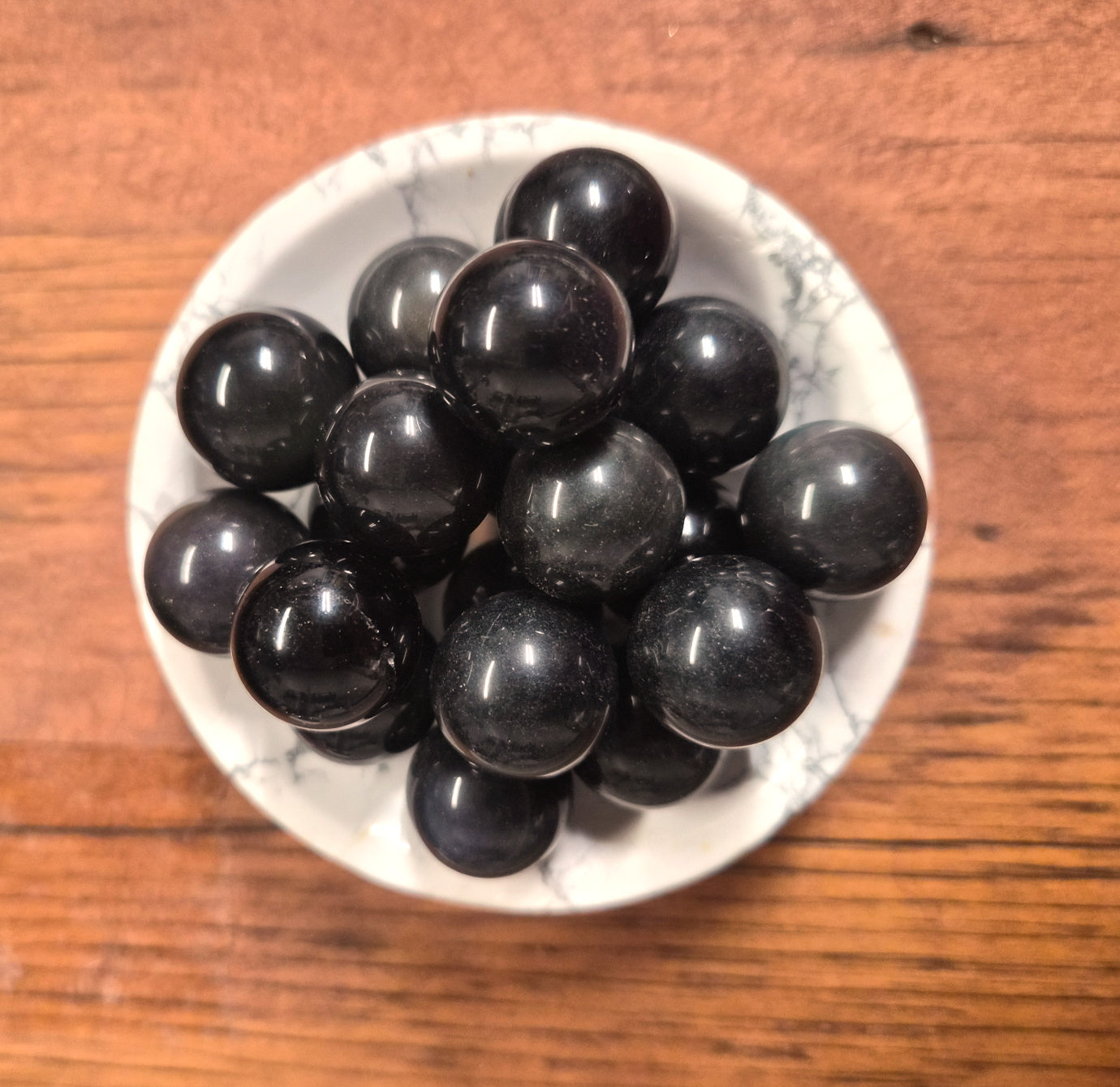 Silver Sheen Obsidian mini-spheres —18-20mm