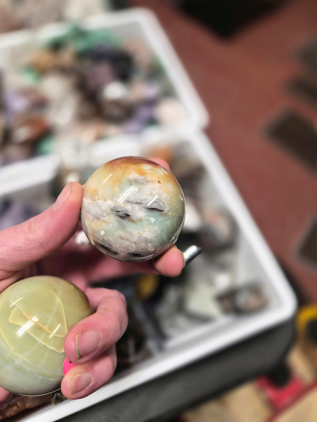 Pistachio Calcite (Green onyx) Sphere–50mm