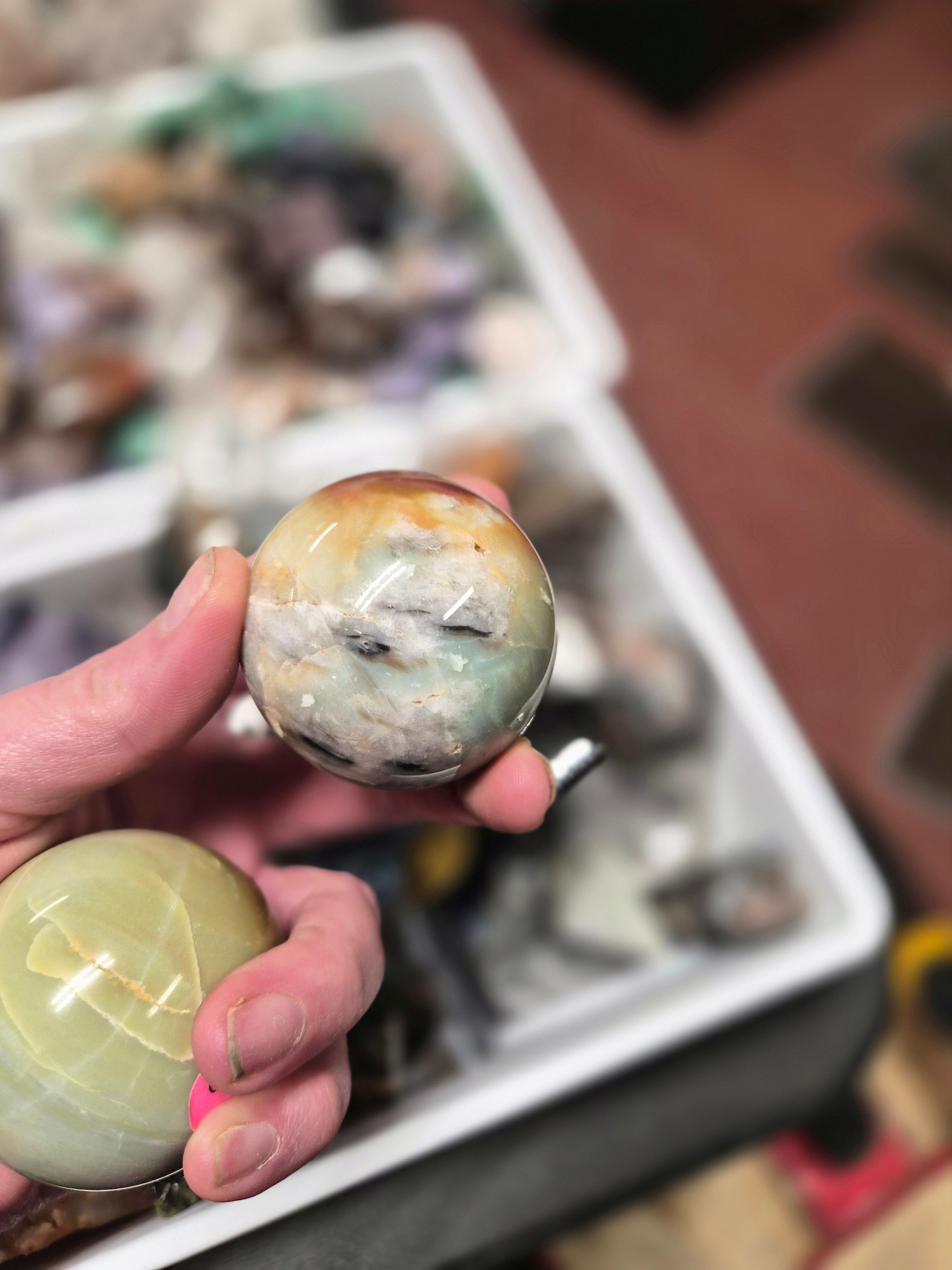 Pistachio Calcite (Green onyx) Sphere–50mm