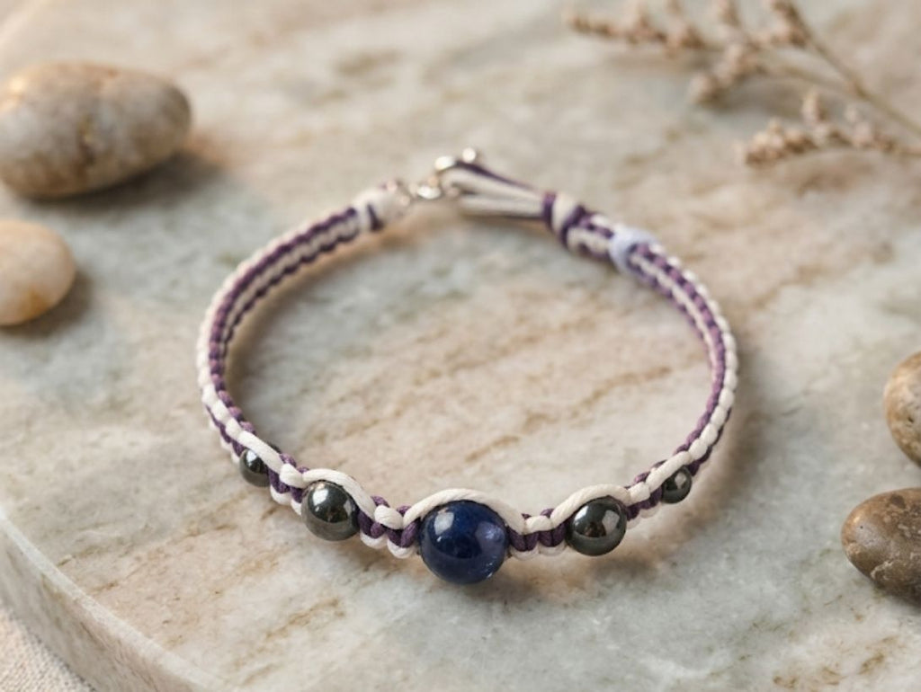 Handcrafted Macramé and natural stone bracelets– 7 in