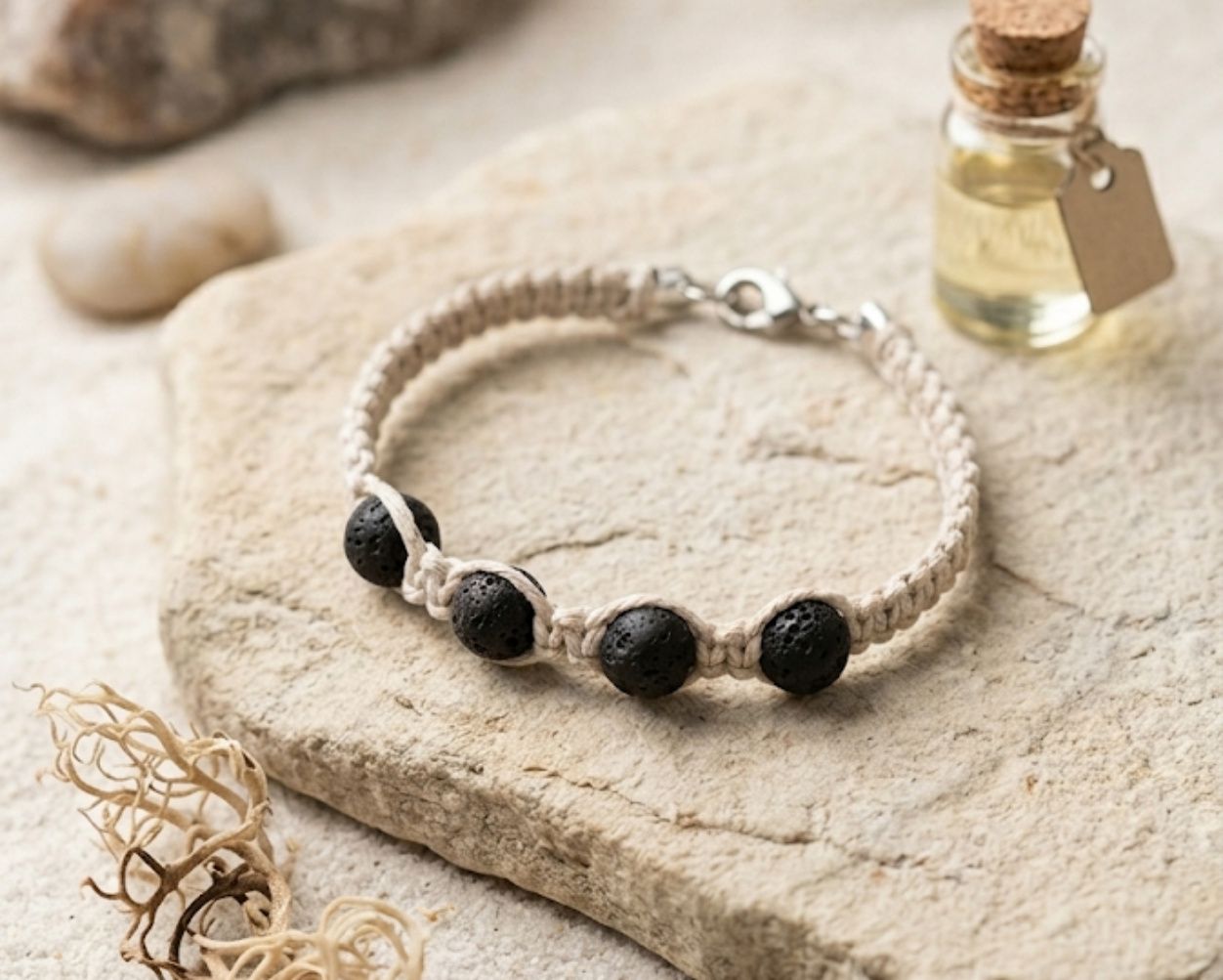 Handcrafted Macramé and natural stone bracelets– 7 in