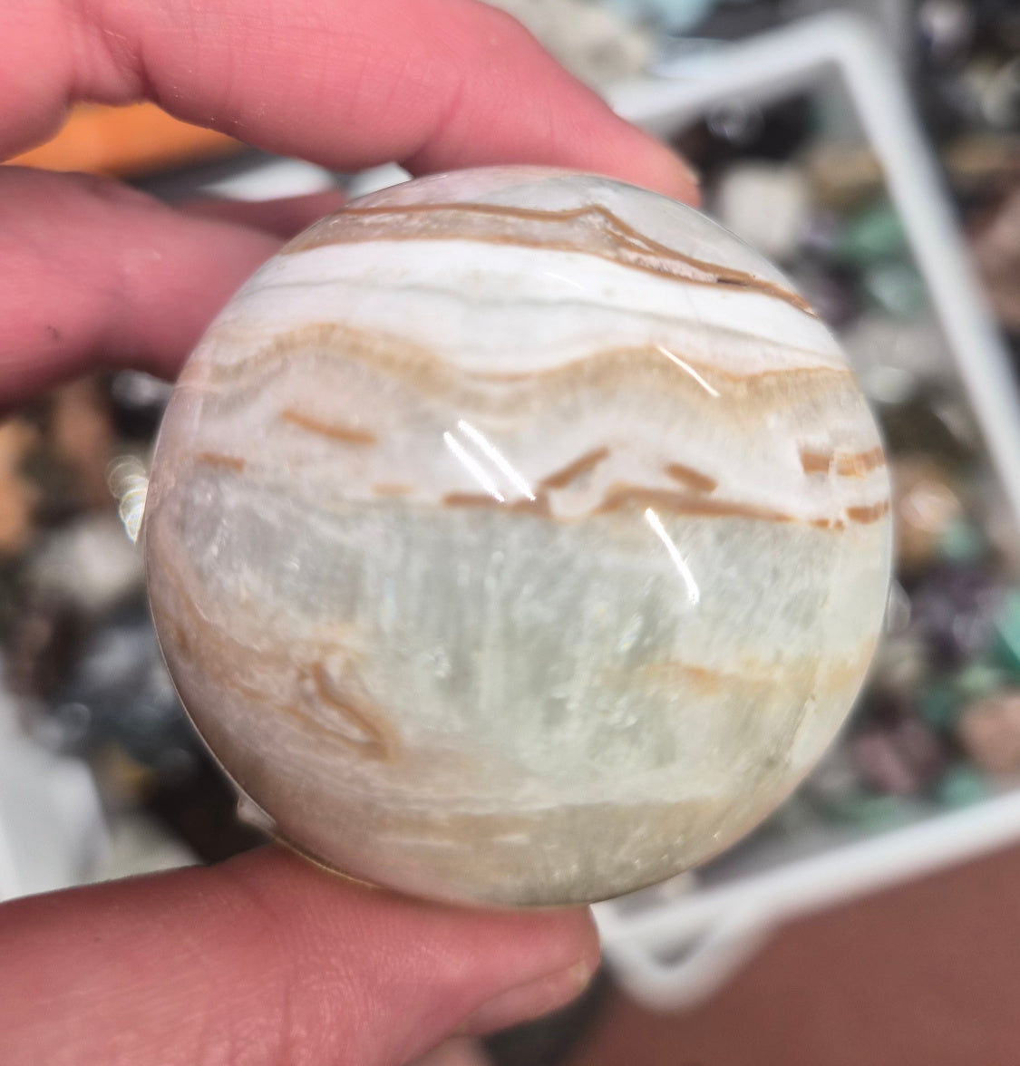 Green Banded Onyx sphere–50mm