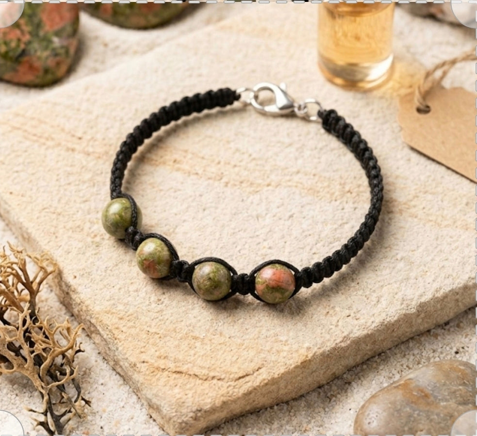 Handcrafted Macramé and natural stone bracelets– 7 in