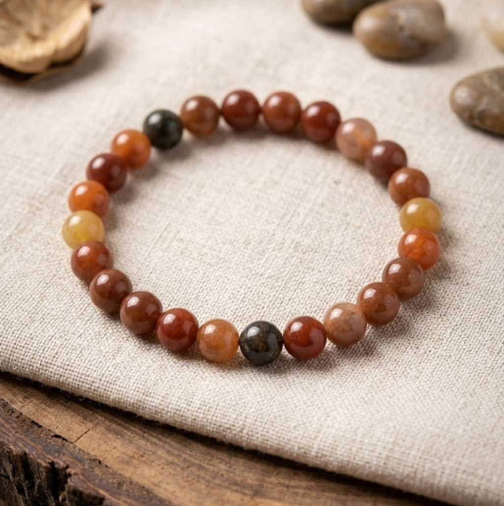 Polished natural crystal bead stretch bracelets