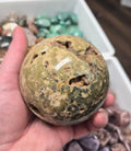 Kambaba Jasper sphere with open Druzy Vugs– 80mm
