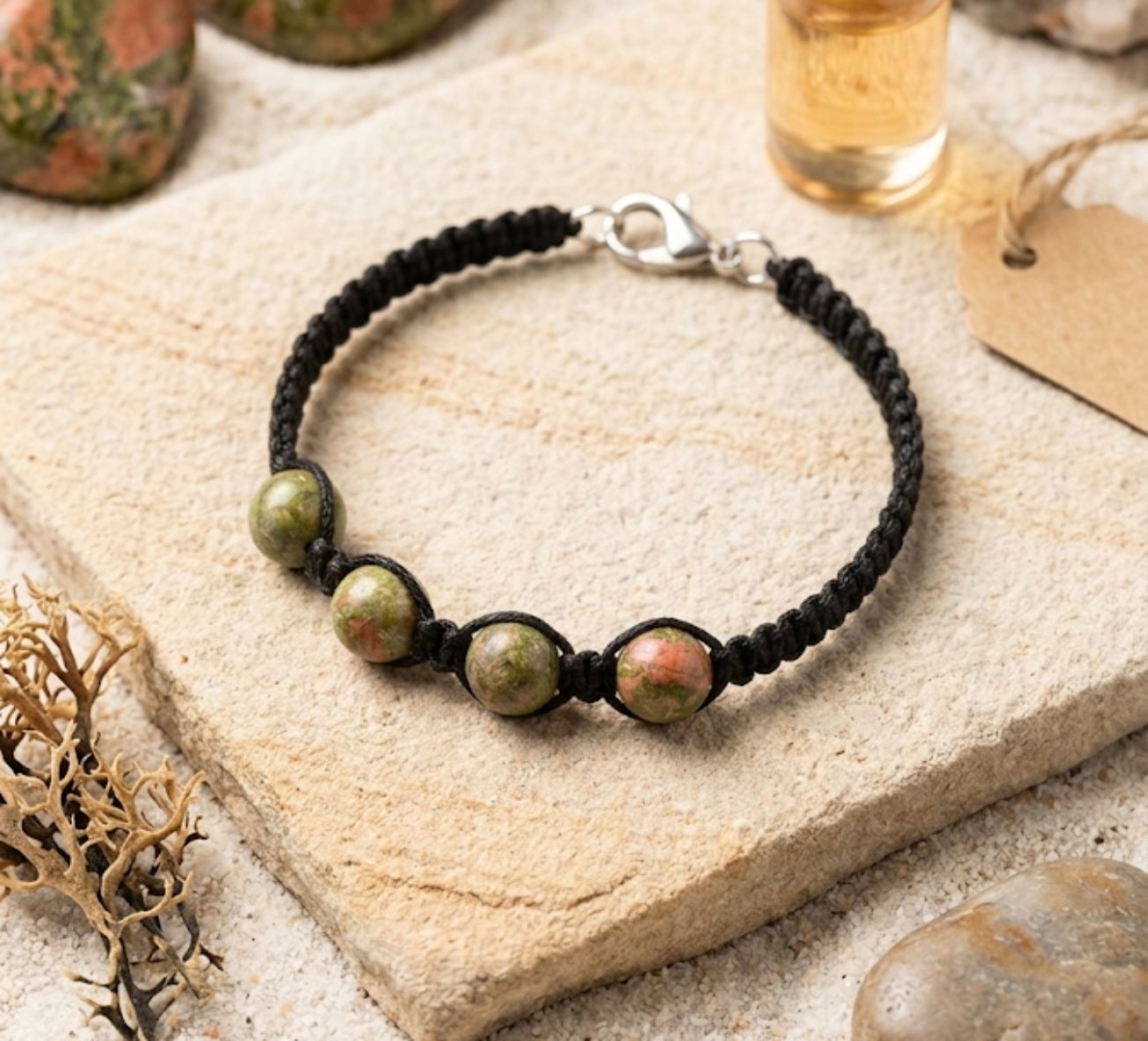 Unakite Macramé Bracelet