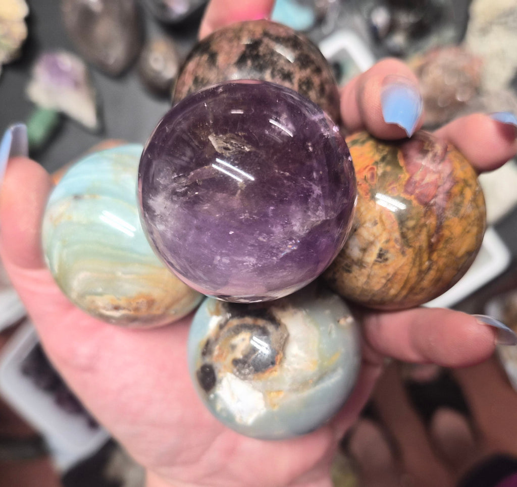 Assorted Natural Crystal Spheres –45mm