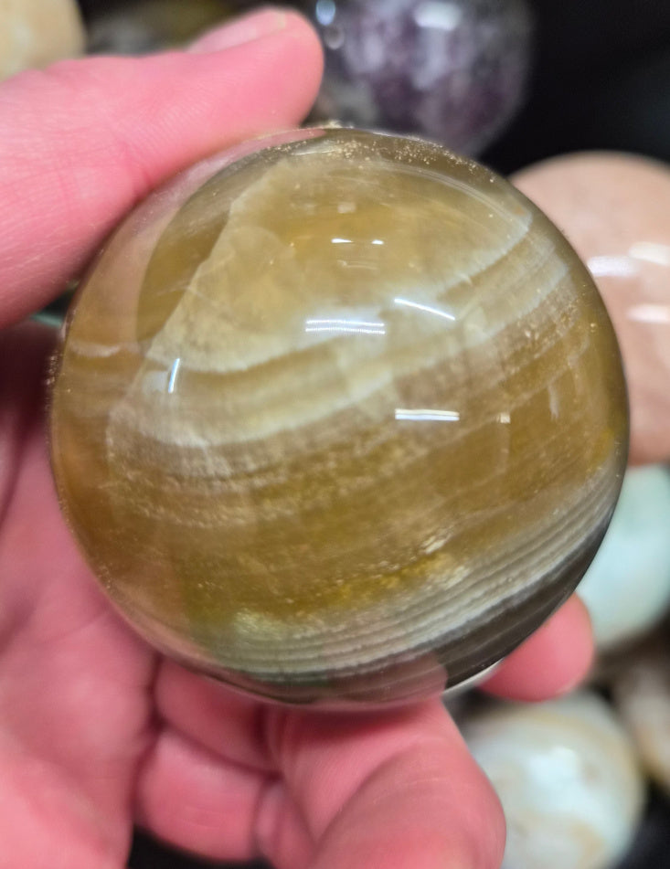 Banded Honey Calcite sphere– 55mm