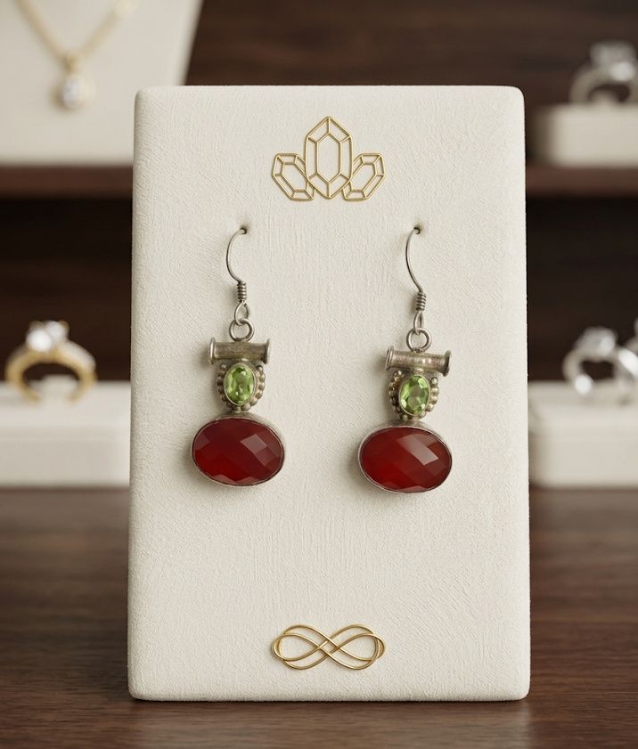"Mediterranean Sunset" Carnelian and Peridot Earrings