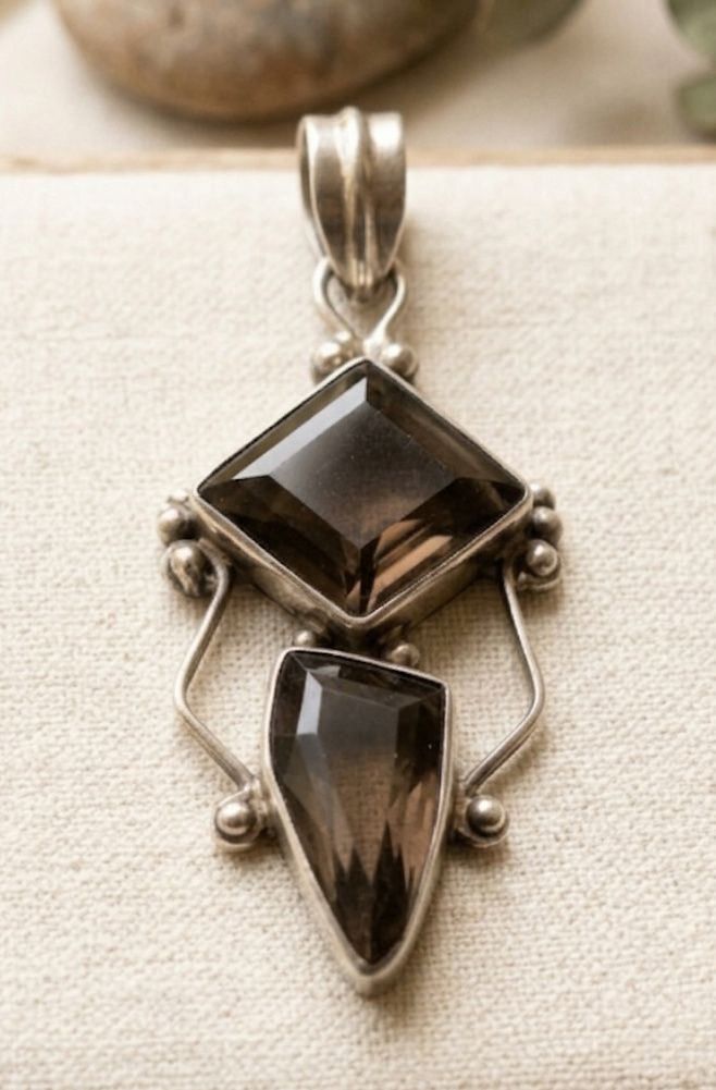 "Shadow Talisman" Smoky Quartz .925 Sterling Silver Pendant