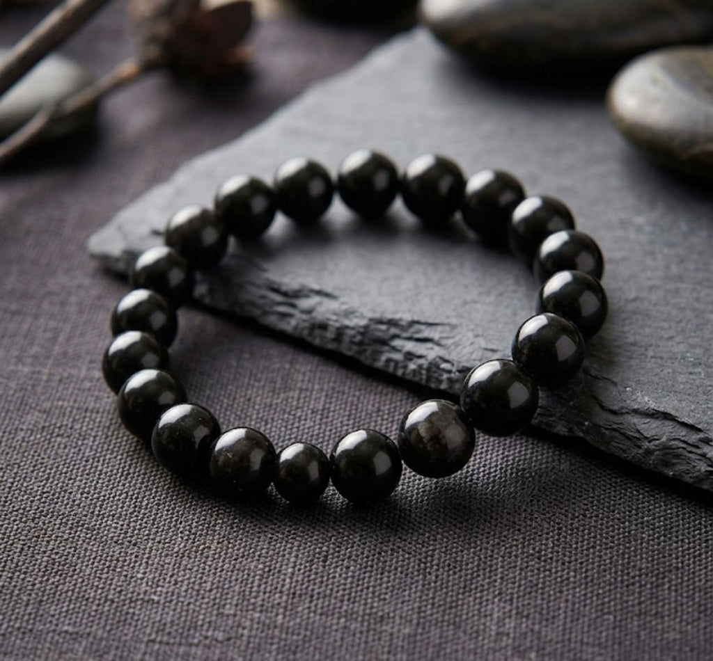 Polished natural crystal bead stretch bracelets