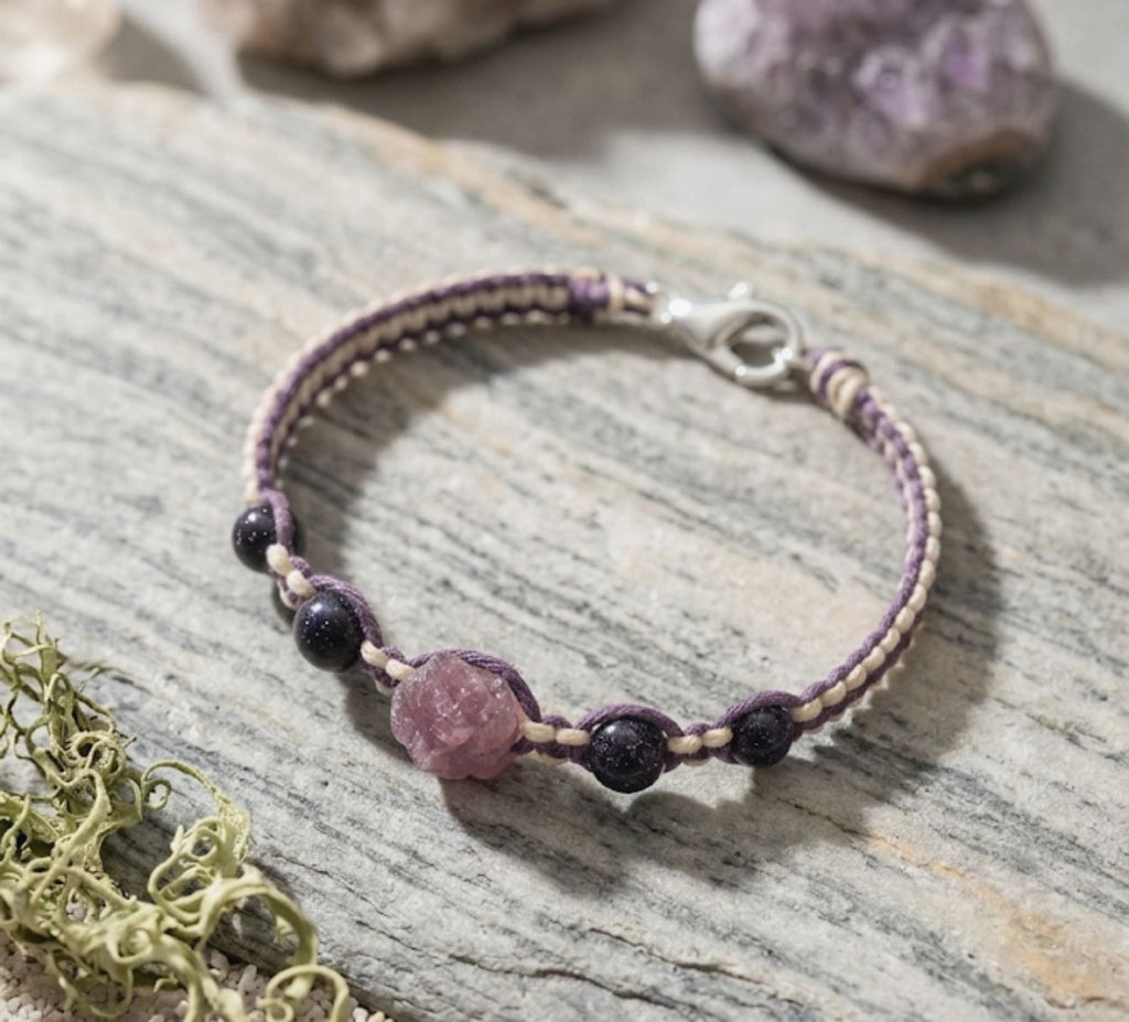 Handcrafted Macramé and natural stone bracelets– 7 in