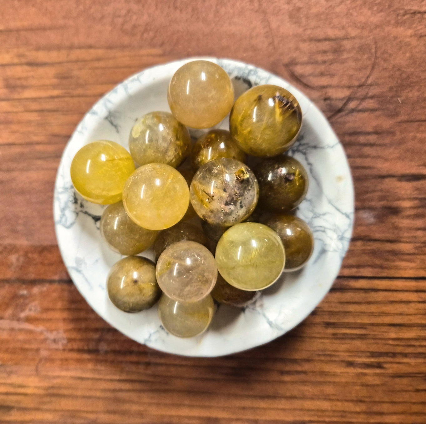 Golden Rutilated Quartz mini-spheres —18-20mm
