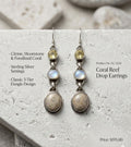 Coral Reef, Citrine, amd Moonstone set in Sterling Silver Triple Drop Earrings