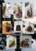 Artisan handcrafted wire wrapped natural crystal pendants