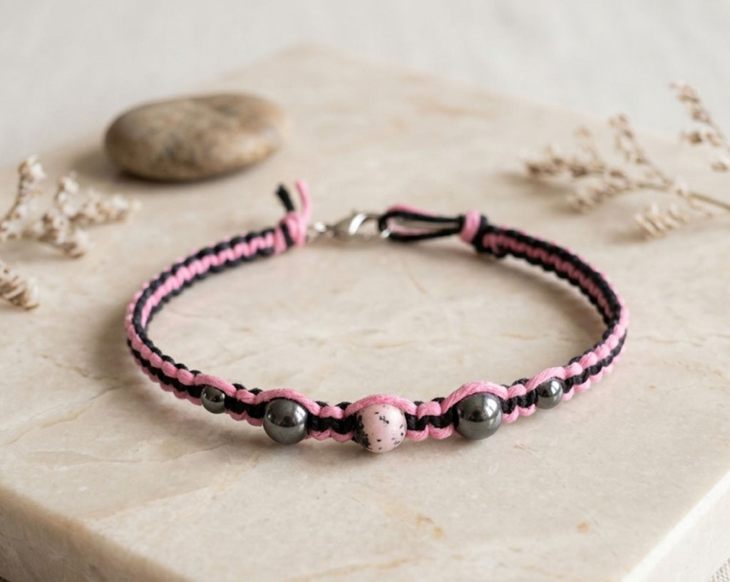 Handcrafted Macramé and natural stone bracelets– 7 in