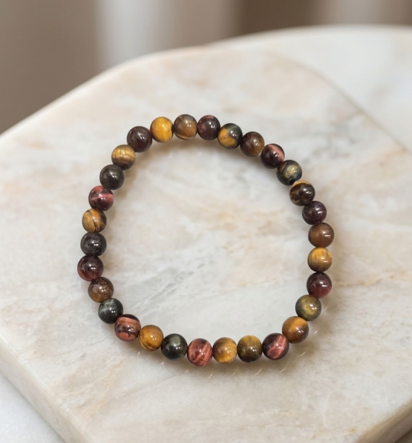 Polished natural crystal bead stretch bracelets