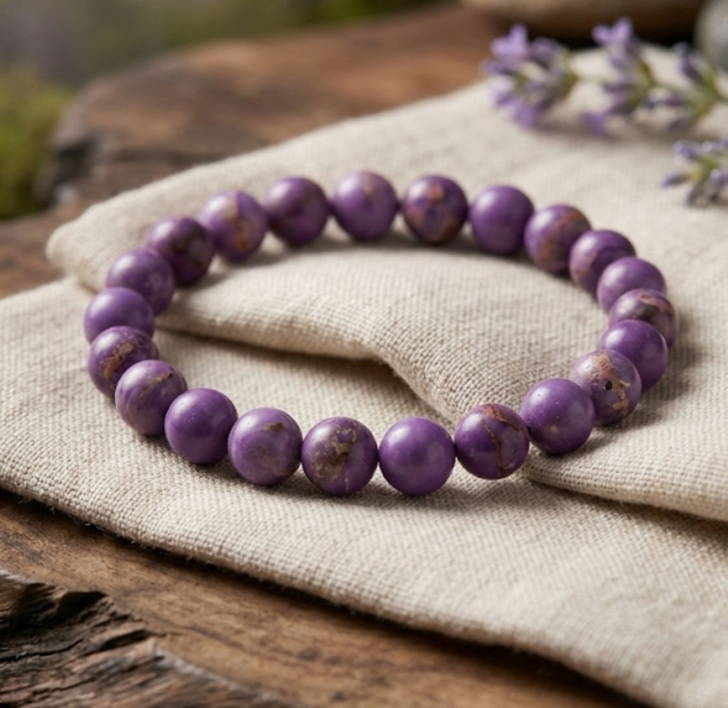 Polished natural crystal bead stretch bracelets