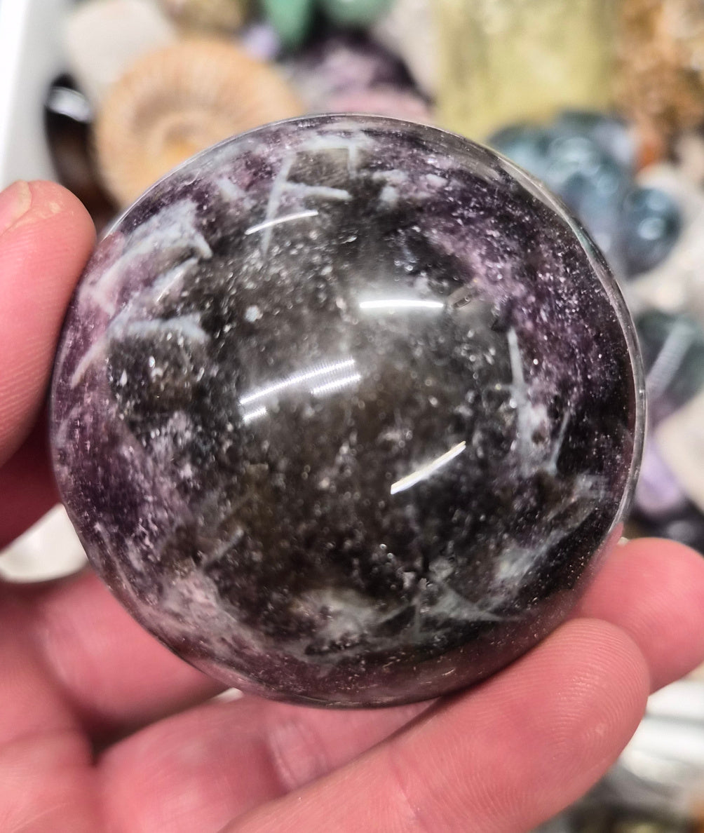 Lepidolite in Quartz Matrix Sphere–55mm