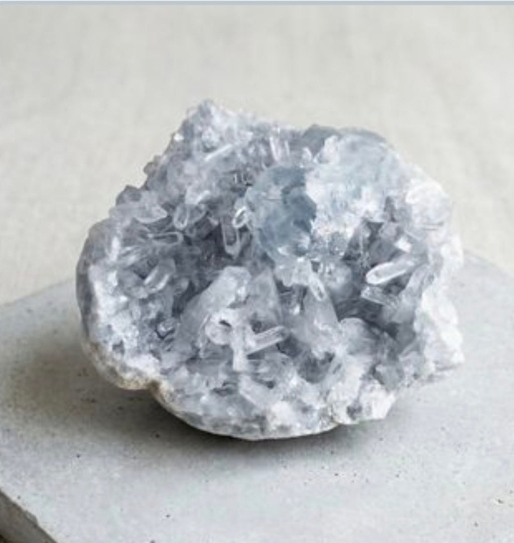1lb+ Steel Blue Natural Celestite Crystal Cluster Geode