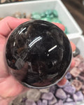 Black Garnet with Astrophyllite sphere– 85mm