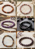 Polished natural crystal bead stretch bracelets